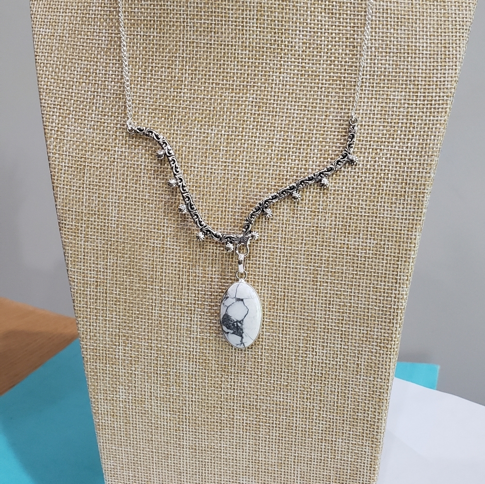 Handmade Howlite 925 Silver Fashion Necklace - Picture 10 of 14